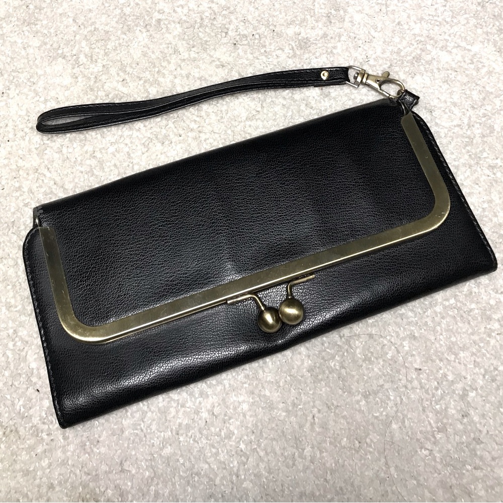 Urban Outfitters Black Vintage Vegan Leather Wristlet Wallet